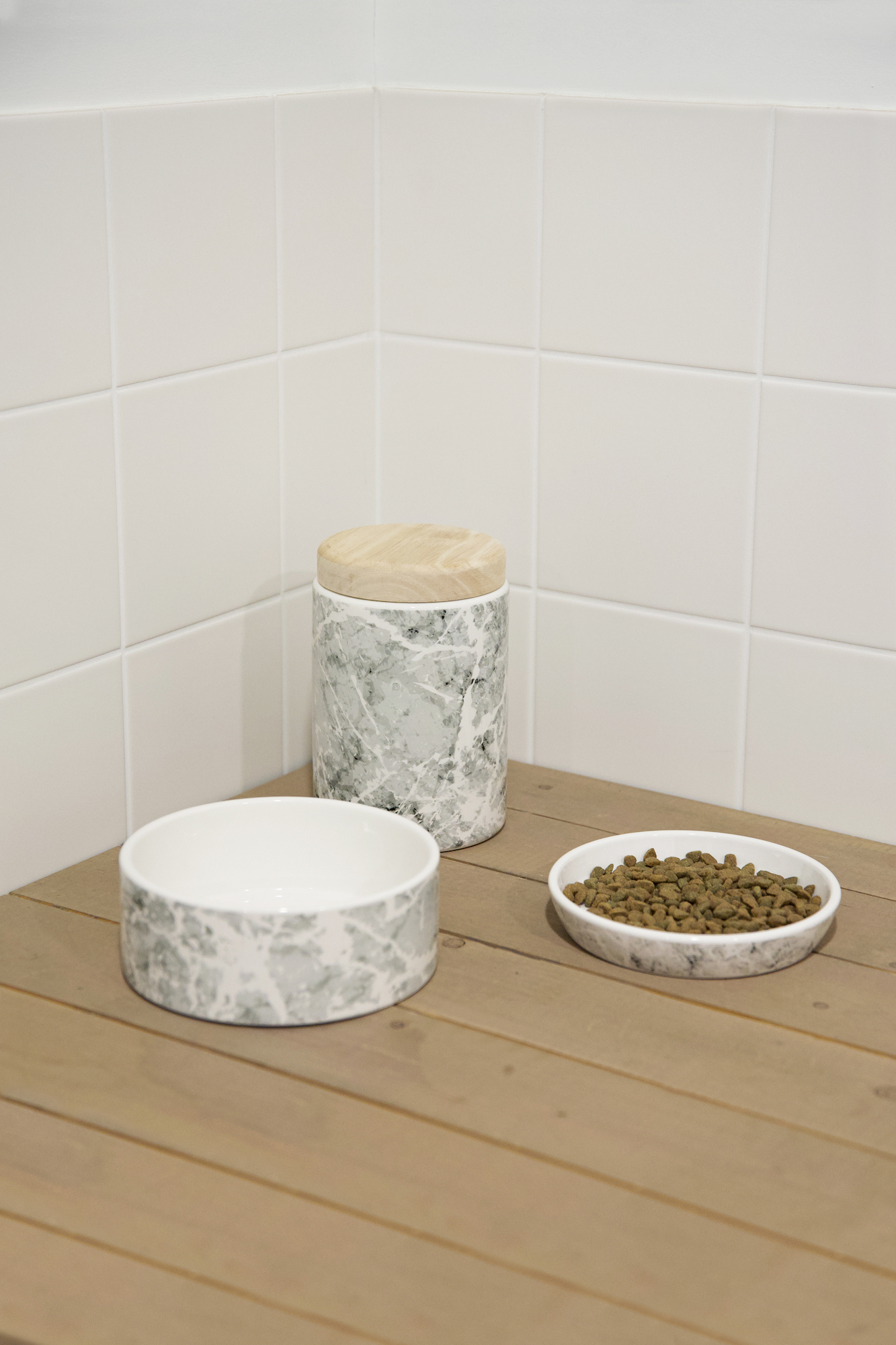 Flamingo Snack box with lid Marmi Round Light grey