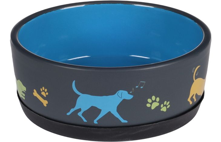 Flamingo Futter- und Trinknapf Cori Rund Dunkelgrau & Blau