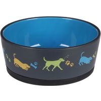 Flamingo Futter- und Trinknapf Cori Rund Dunkelgrau & Blau