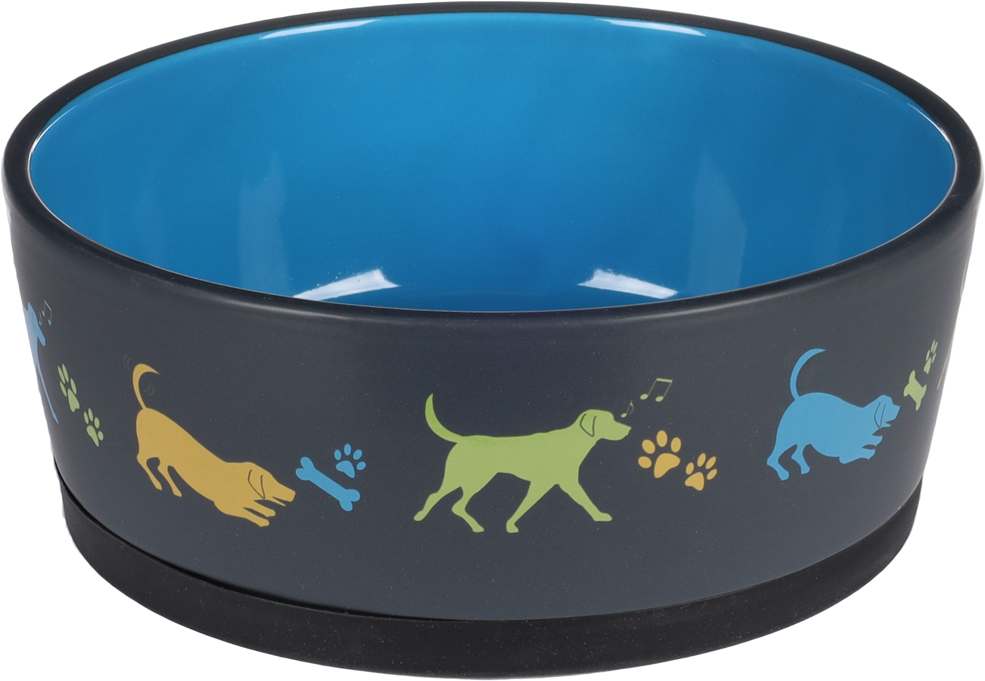 Feeding and drinking bowl Cori Round Dark grey Blue 521574 Flamingo Pet Products