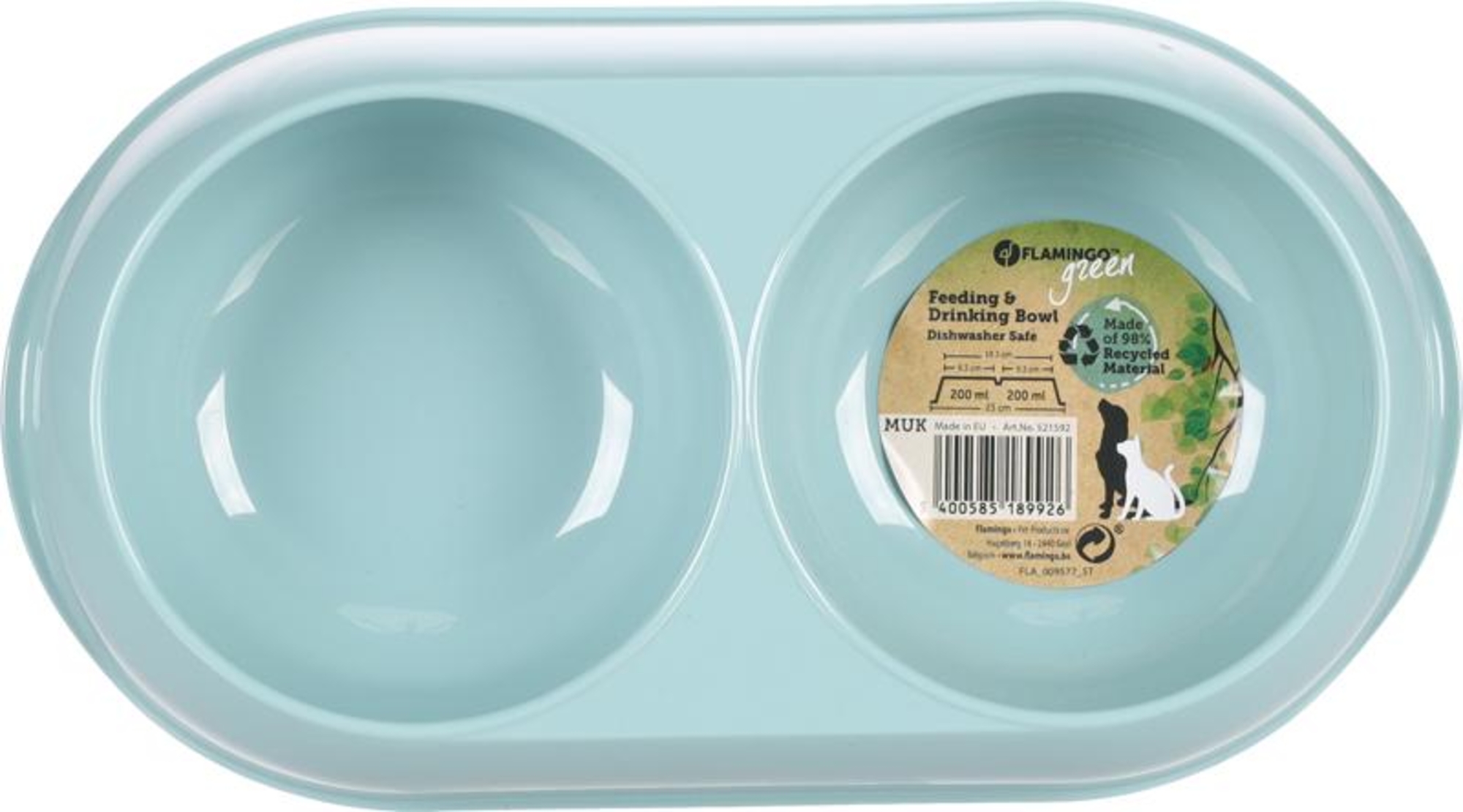 Flamingo Feeding and drinking bowl Combo Muk Oval Light blue
