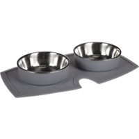 Flamingo Futter- und Trinknapf Duo Dinner Spilla Grau