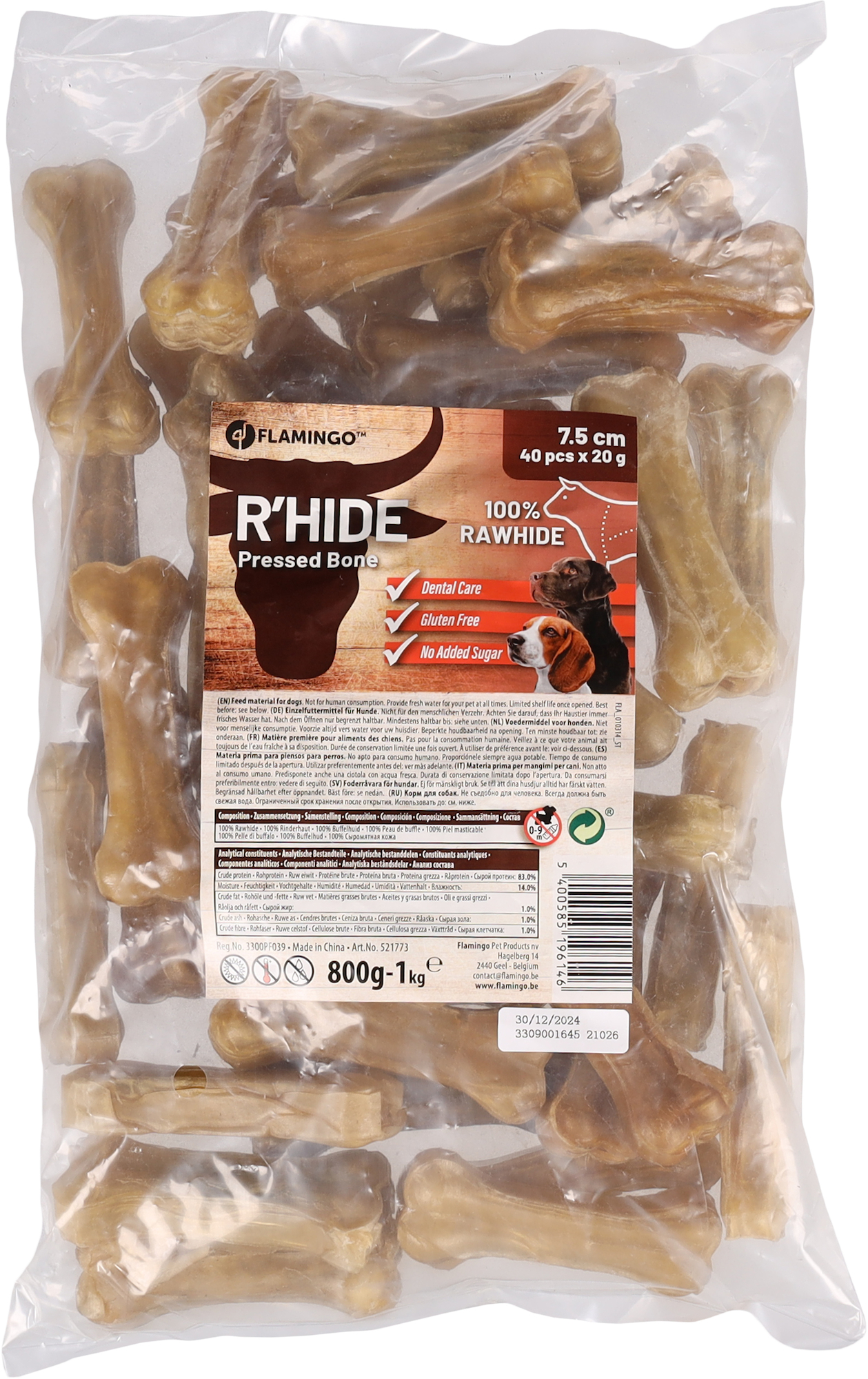 Flamingo Snacks R'Hide Bone  7,5cm 20-25gr / 40 pcs 800-1000gr