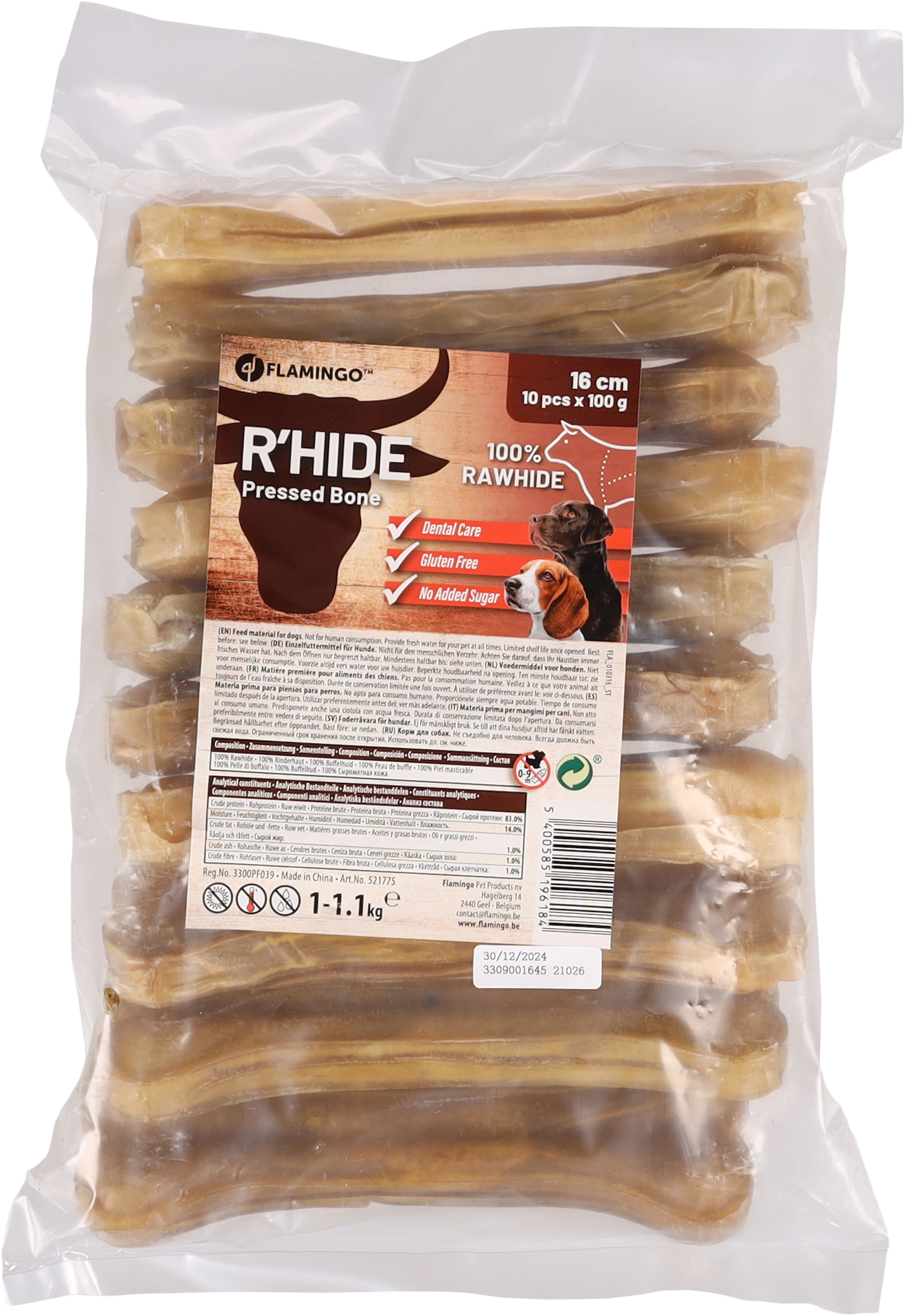 Flamingo Snacks R'Hide Bone  16cm 100-110gr / 10 pcs 1000-1100gr