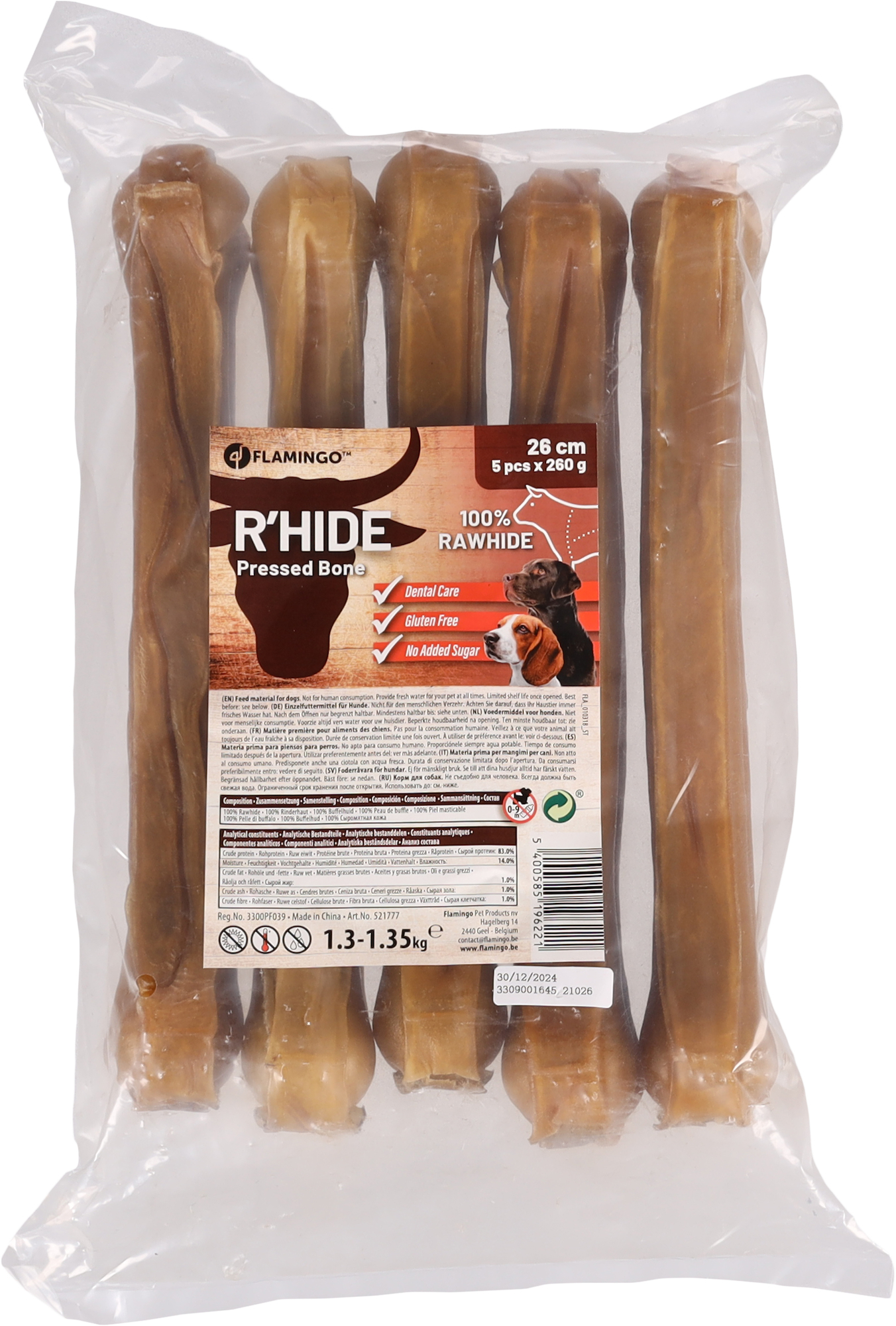 Flamingo Snacks R'Hide Bone  26cm 260-270gr / 5 pcs 1,3-1,35kg