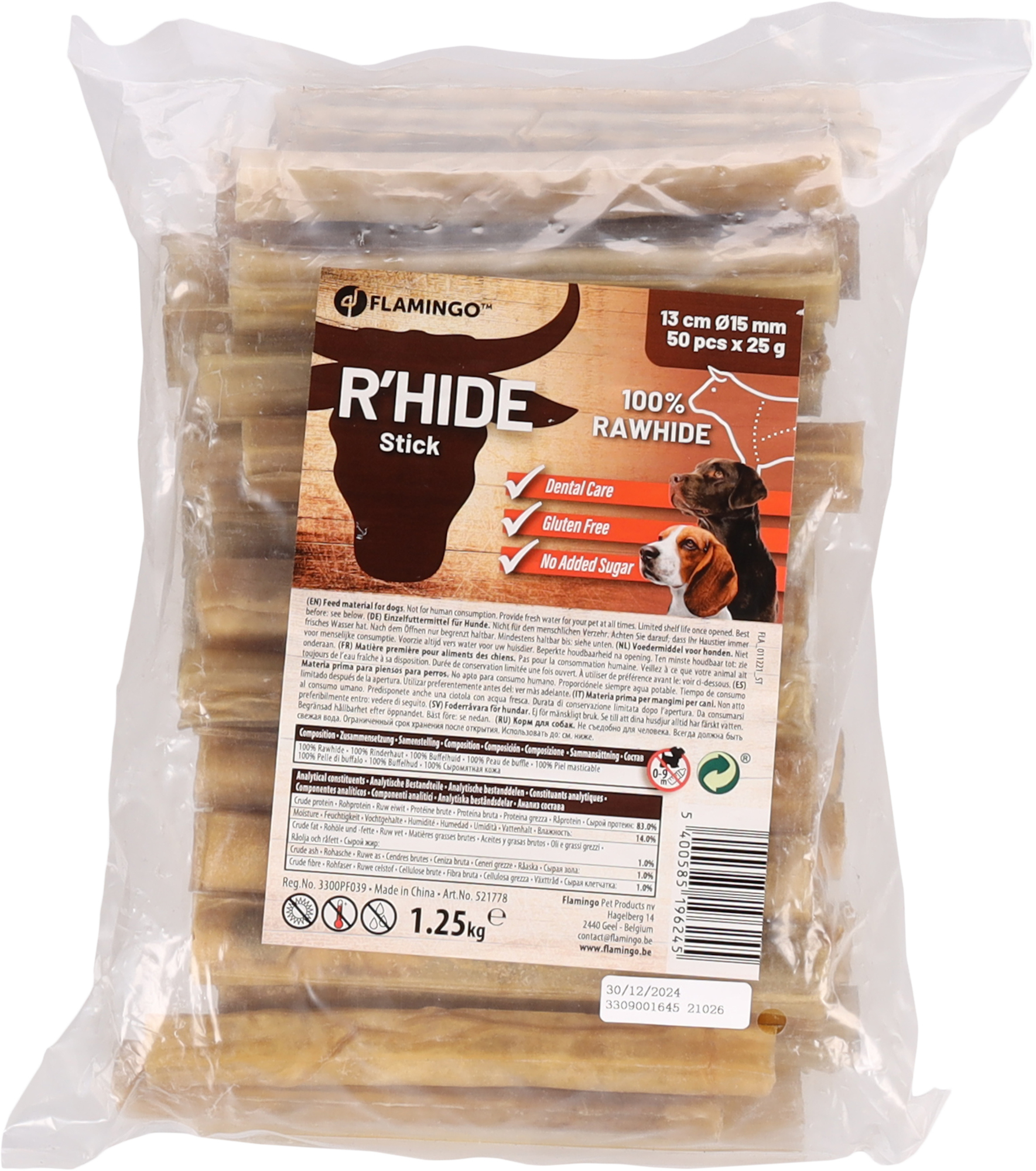 Flamingo Snacks R'Hide Stick  13cm 25gr / 50 pcs 1,25kg