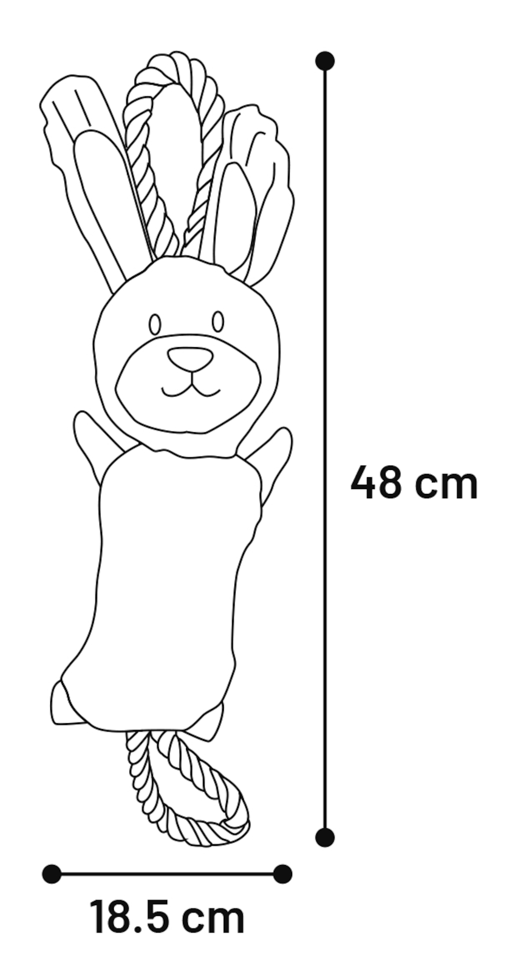 Flamingo Jouet Gommy Lapin avec corde Gris