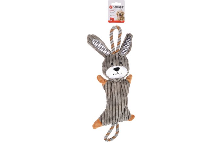 Flamingo Jouet Gommy Lapin avec corde Gris
