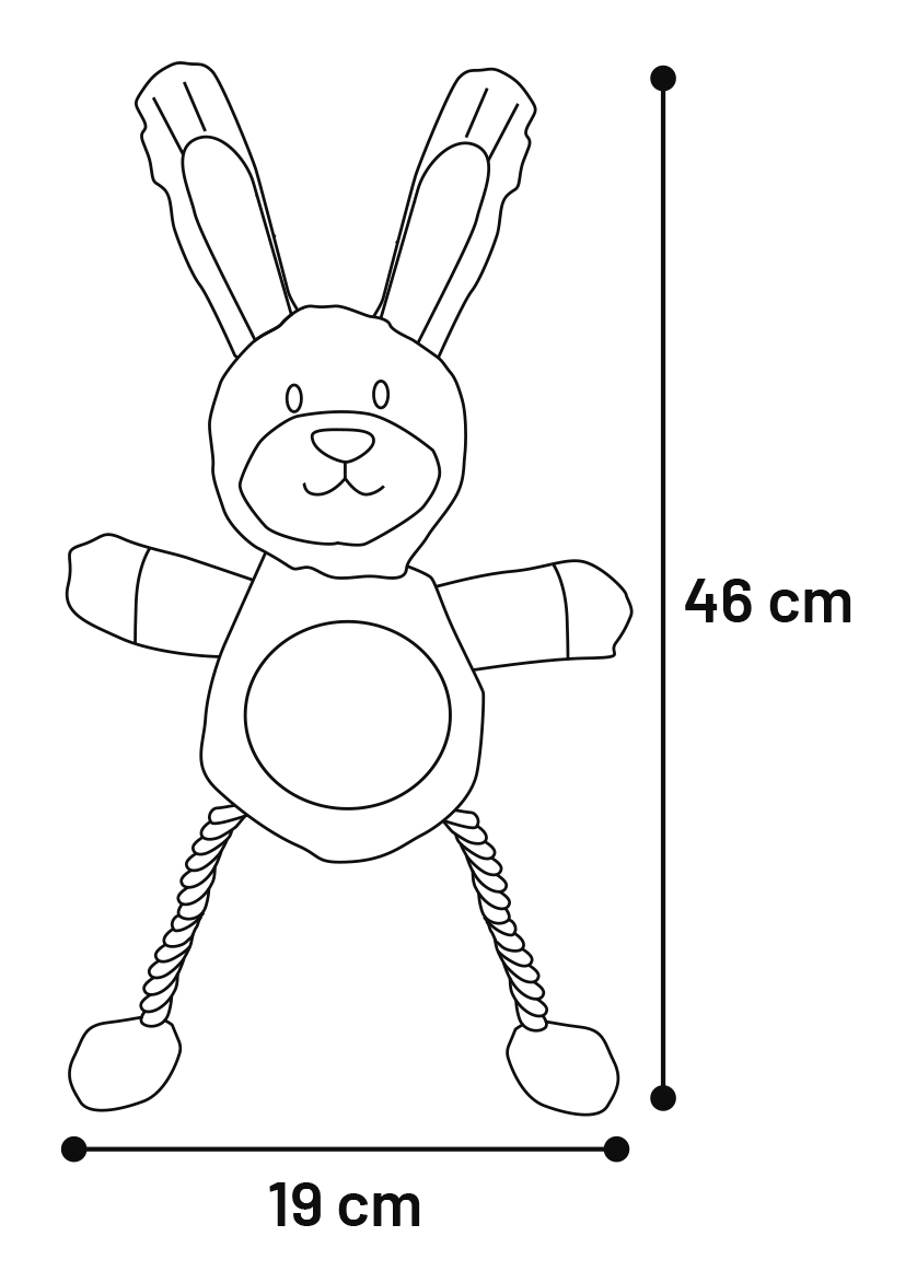 Flamingo Jouet Gommy Lapin avec corde Gris