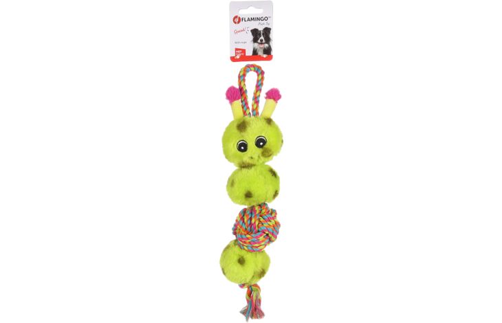 Flamingo Toy Miep Caterpillar with rope Green
