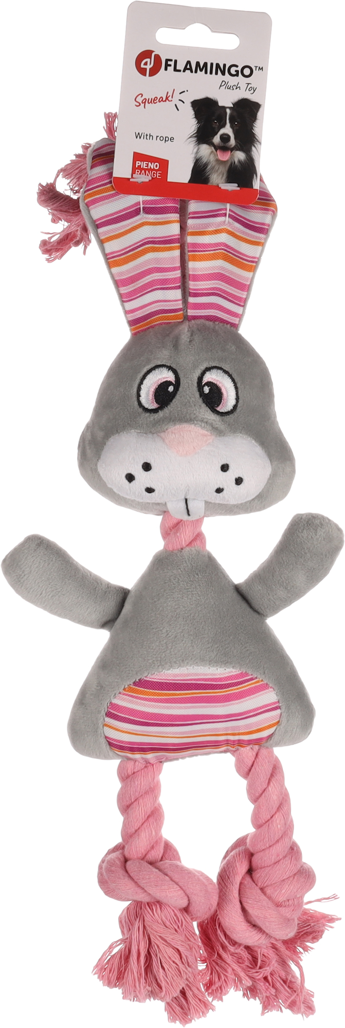 Flamingo Toy Pieno Rabbit with rope Grey