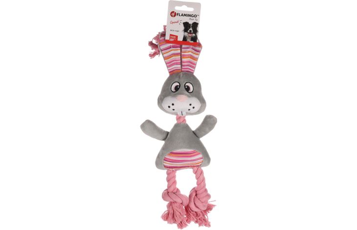 Flamingo Toy Pieno Rabbit with rope Grey