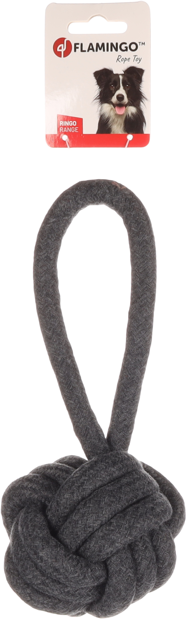 Flamingo Spielzeug Ringo Zerrseil & Knotenball Dunkelgrau