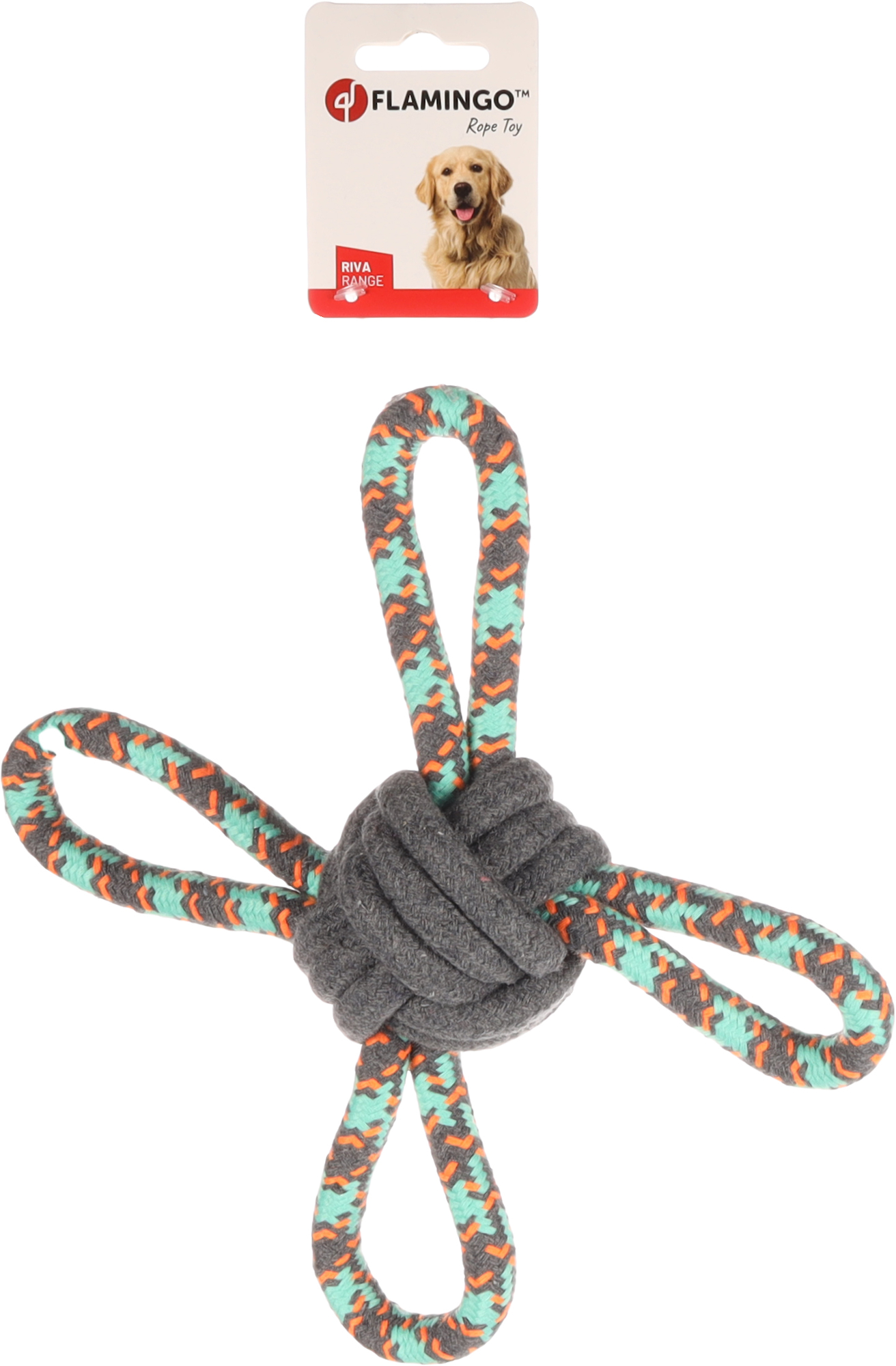 Flamingo Spielzeug Riva Zerrseil & Knotenball Grün