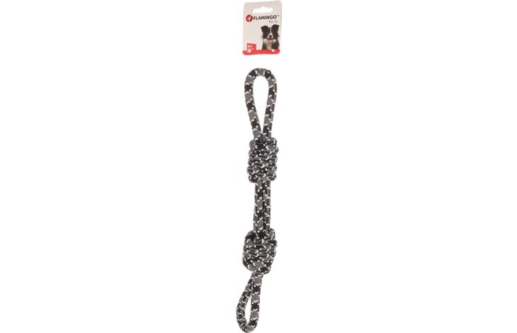 Flamingo Toy Revi Tug rope with 2 knots Grey