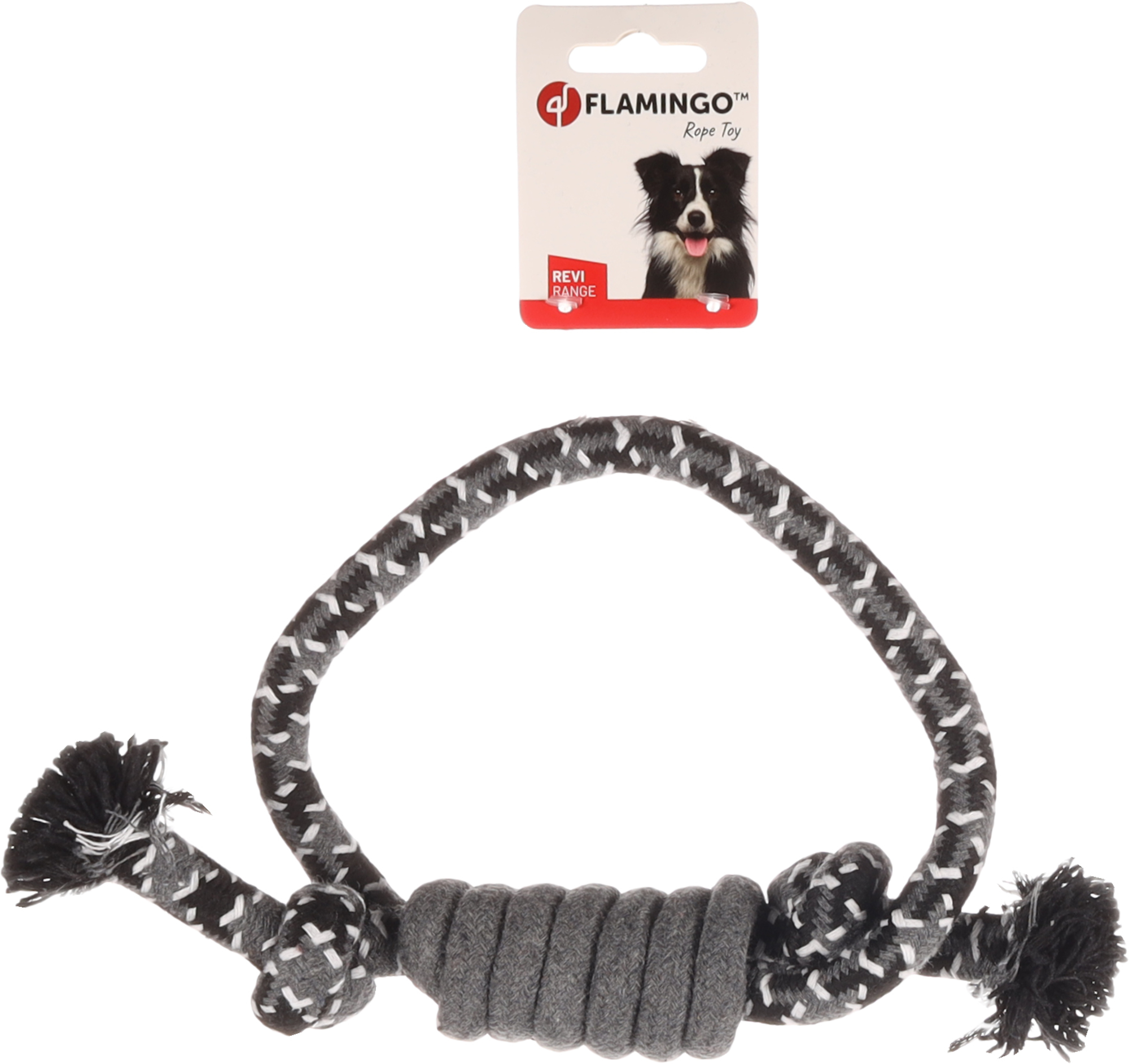 Flamingo Speelgoed Revi Ring & Touw Twist Grijs