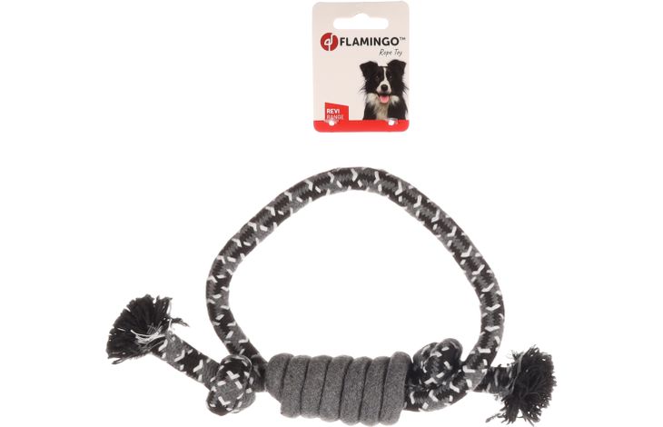 Flamingo Speelgoed Revi Ring & Touw Twist Grijs