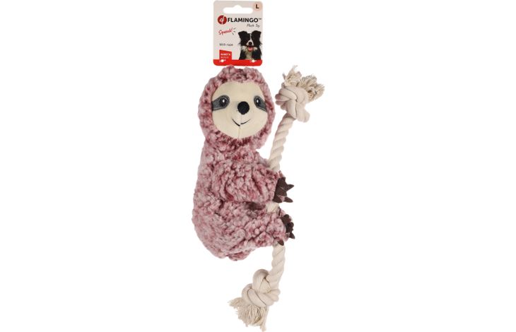 Flamingo Toy Hangta Sloth with rope Antique pink
