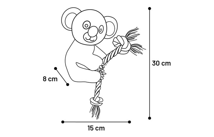 Flamingo Jouet Hangta Koala avec corde Gris