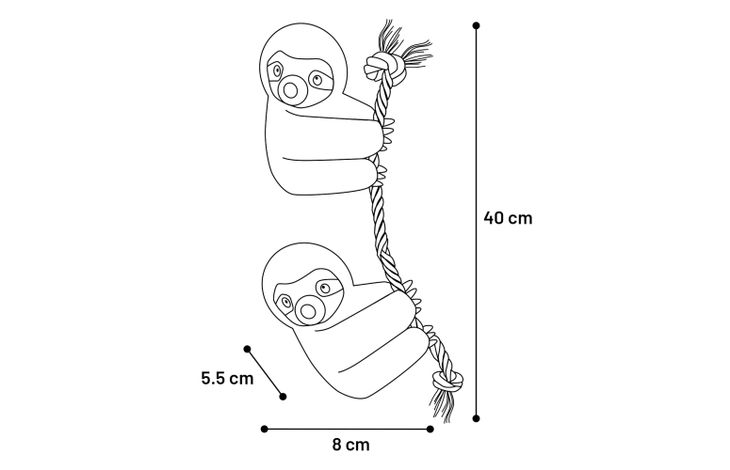 Flamingo Toy Hangta Sloth with rope Antique pink