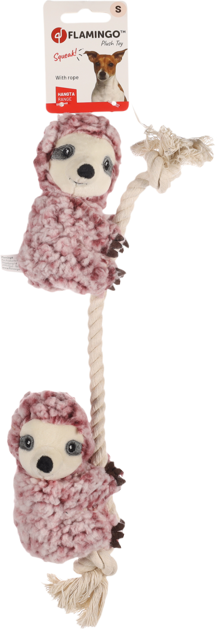 Flamingo Toy Hangta Sloth with rope Antique pink