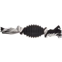 Flamingo Speelgoed Gladiator Rugbybal & Touw met 2 knopen Zwart