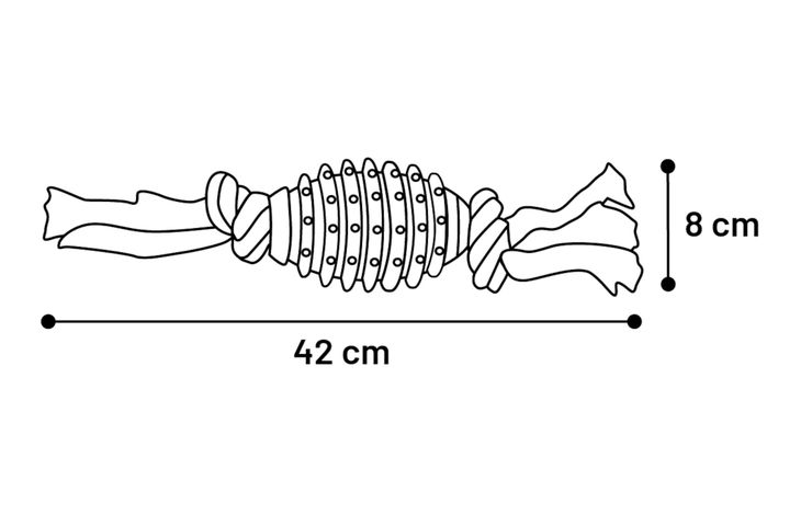 Flamingo Speelgoed Gladiator Rugbybal & Touw met 2 knopen Zwart