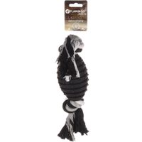 Flamingo Speelgoed Gladiator Rugbybal & Touw met 2 knopen Zwart