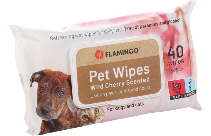 Flamingo Care wipe Reini with wild cherry flower scent Impregnated cloth