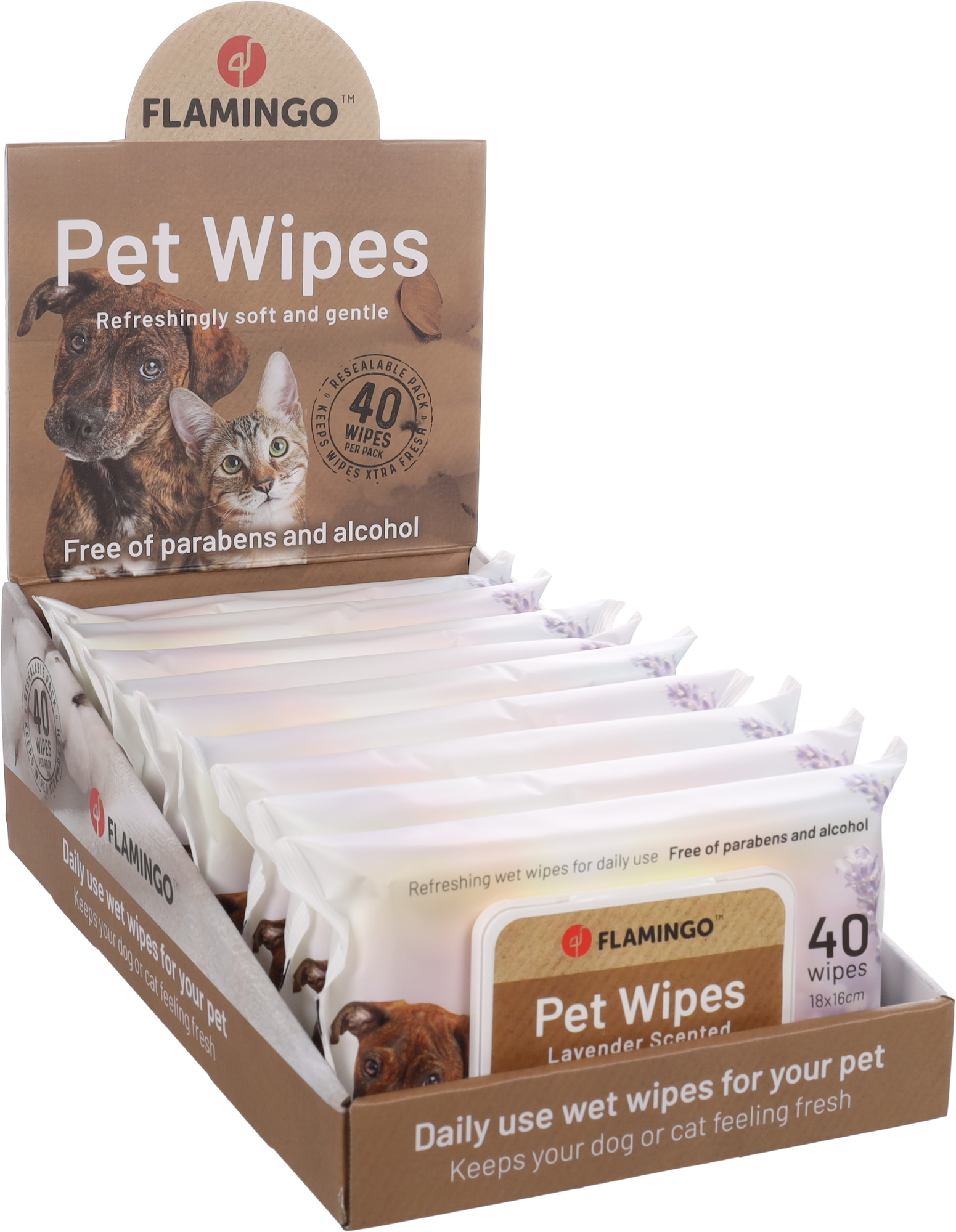 Flamingo Care wipe Reini with lavender scent Impregnated cloth