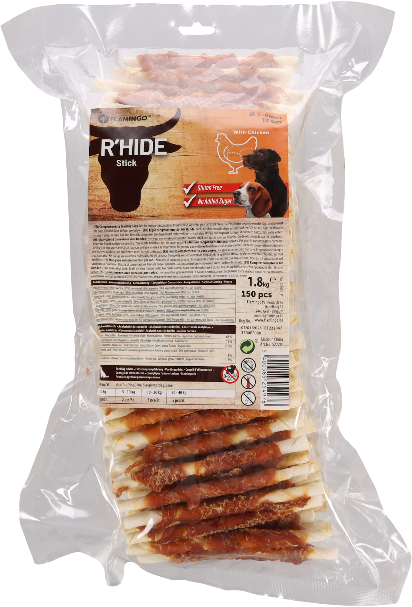 Flamingo Snacks R'Hide Stick  with chicken 12cm 12gr / 150 pcs 1,8kg