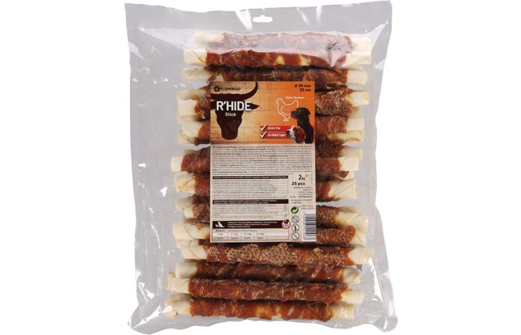 Flamingo Snack R'Hide Staaf  met kip 25cm 80gr / 25 st 2kg