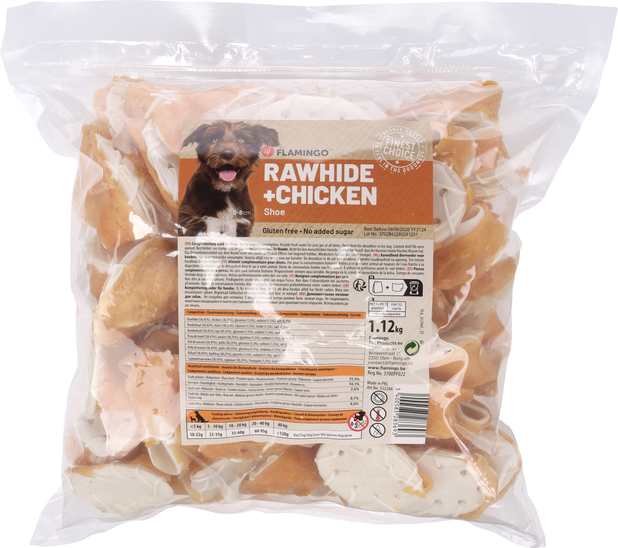 Flamingo Snacks R'Hide Shoe White with chicken 6-8cm 1,12kg