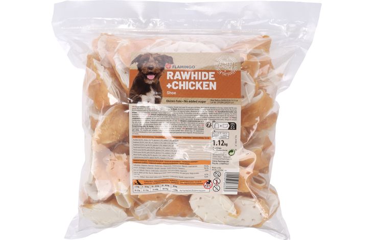 Flamingo Friandises R'Hide Chaussure Blanc avec poulet 6-8cm 1,12kg
