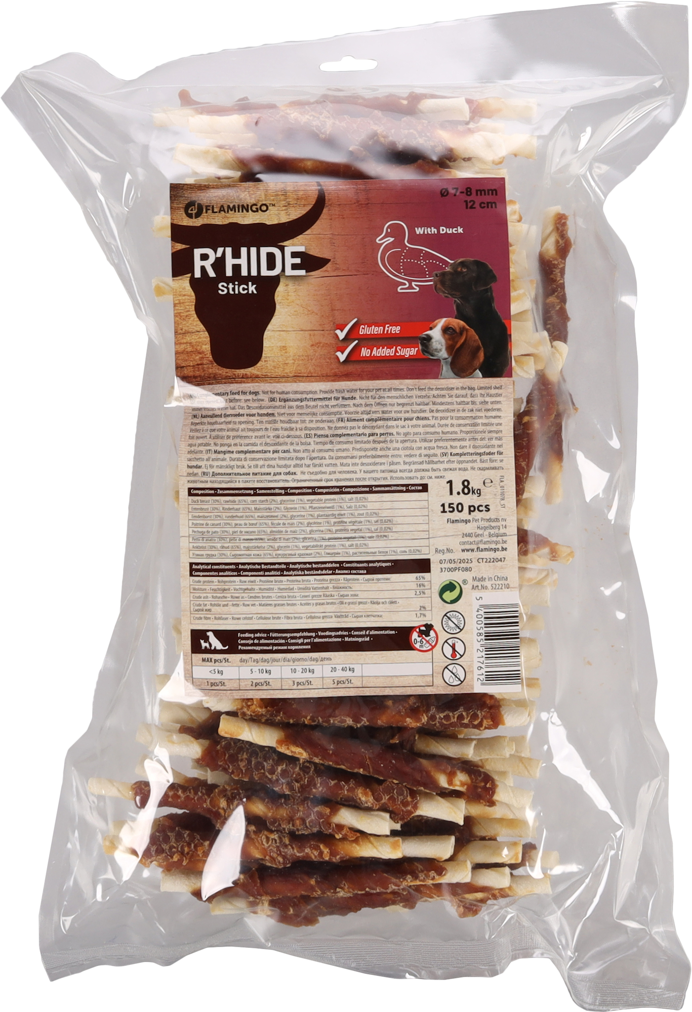 Flamingo Snacks R'Hide Stick  with duck 12cm 12gr / 150 pcs 1,8kg