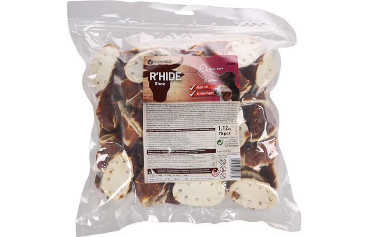 Flamingo Friandises R'Hide Chaussure Blanc avec canard 6-8cm 1,12kg