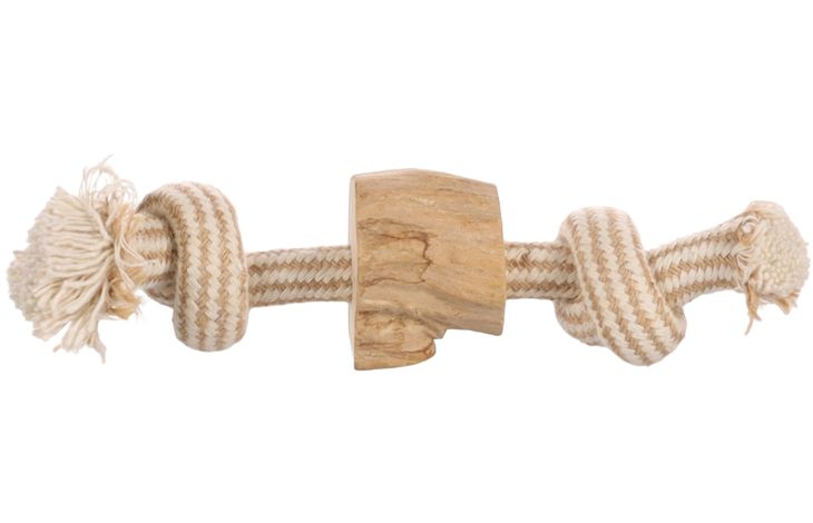 Flamingo Toy Java Cord with 2 knots with bloc(s) Light brown