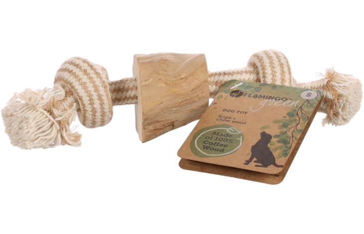 Flamingo Toy Java Cord with 2 knots with bloc(s) Light brown