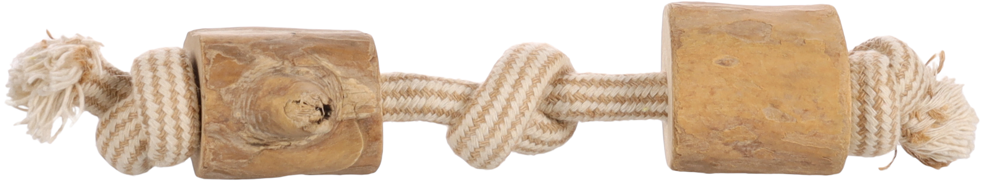 Flamingo Spielzeug Java Schnur mit 3 Knoten mit Klotz/Klötzen Hellbraun