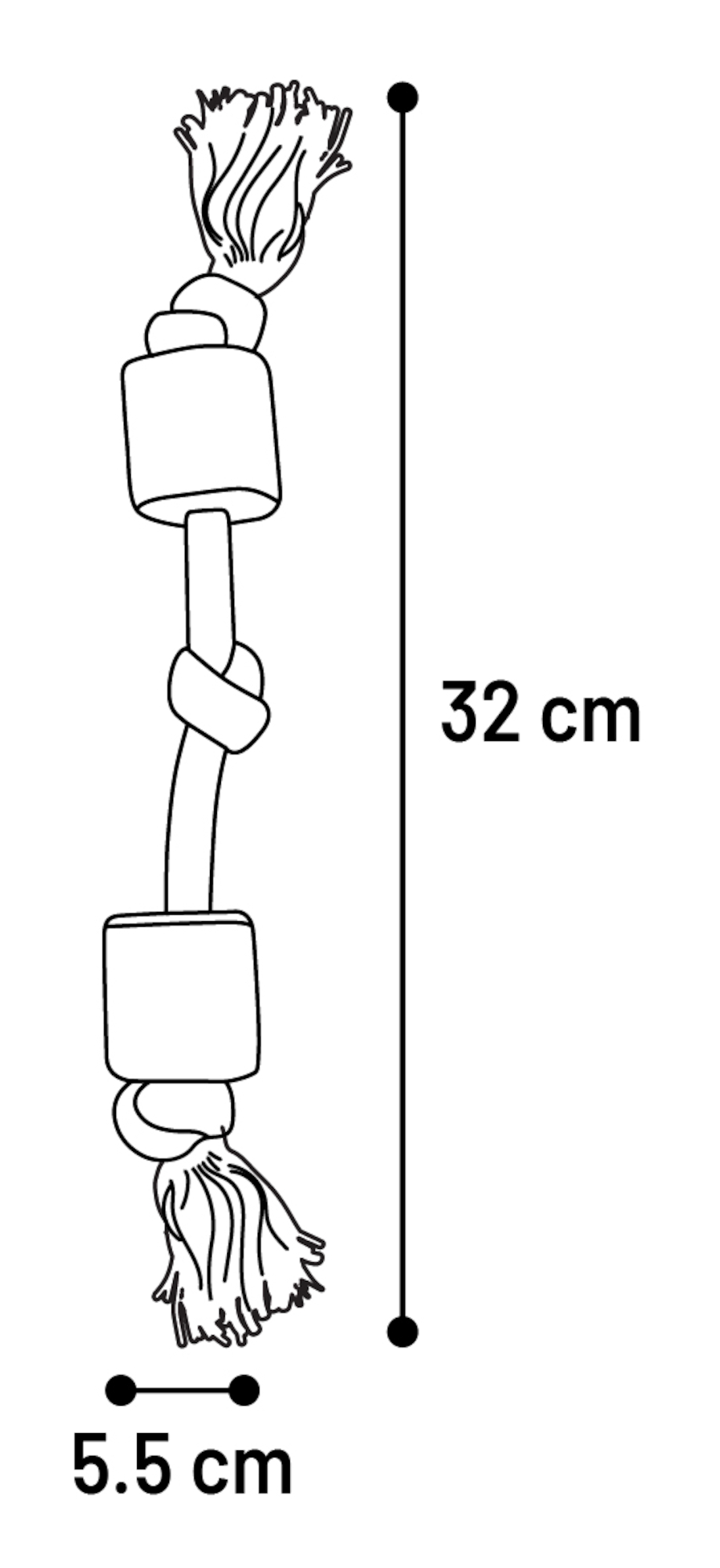 Flamingo Spielzeug Java Schnur mit 3 Knoten mit Klotz/Klötzen Hellbraun