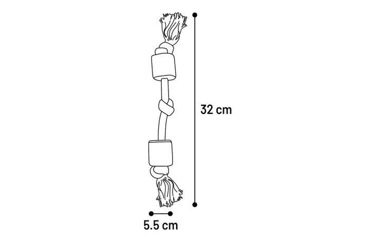 Flamingo Spielzeug Java Schnur mit 3 Knoten mit Klotz/Klötzen Hellbraun
