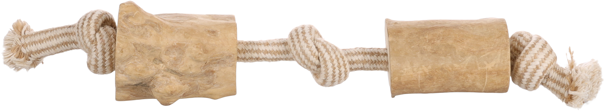 Flamingo Spielzeug Java Schnur mit 3 Knoten mit Klotz/Klötzen Hellbraun