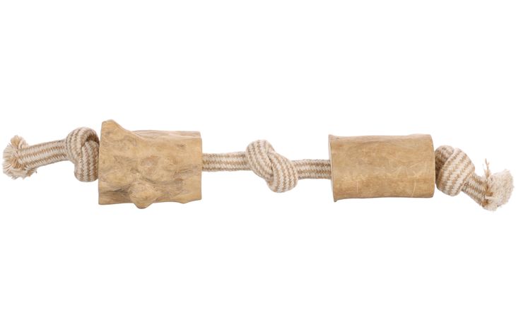 Flamingo Spielzeug Java Schnur mit 3 Knoten mit Klotz/Klötzen Hellbraun