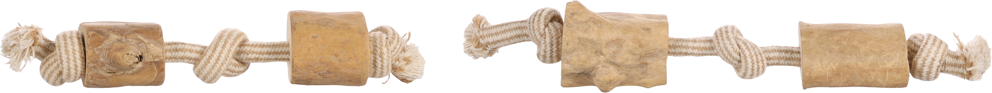 Flamingo Spielzeug Java Schnur mit 3 Knoten mit Klotz/Klötzen Hellbraun