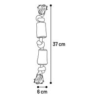 Flamingo Spielzeug Java Schnur mit 3 Knoten mit Klotz/Klötzen Hellbraun