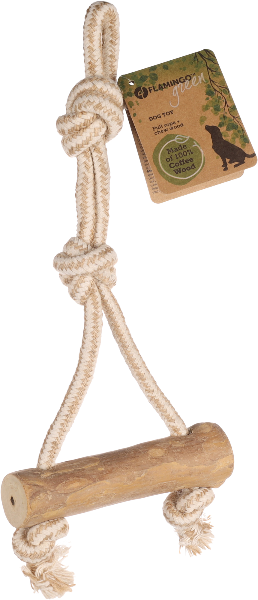 Flamingo Spielzeug Java Zerrseil & Stock mit 2 Knoten Hellbraun