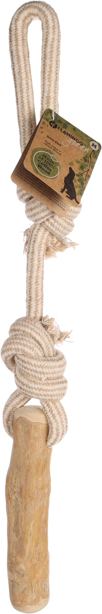Flamingo Toy Java Tug rope & Stick with 2 knots Light brown