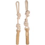 Toy Java Tug rope & Stick with 2 knots Light brown