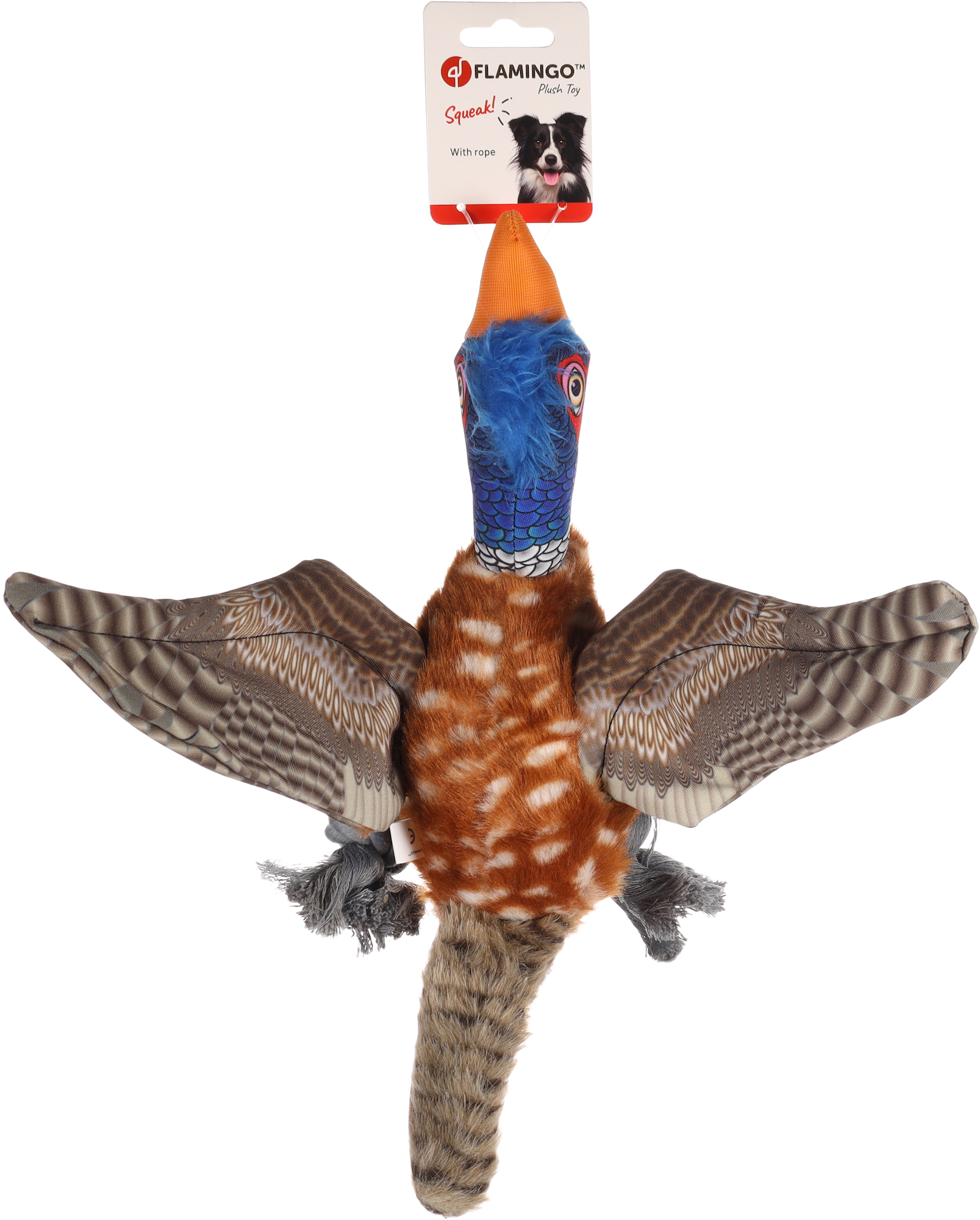 Toy Wingo Pheasant with rope Mix | 522358 | Flamingo Pet Products