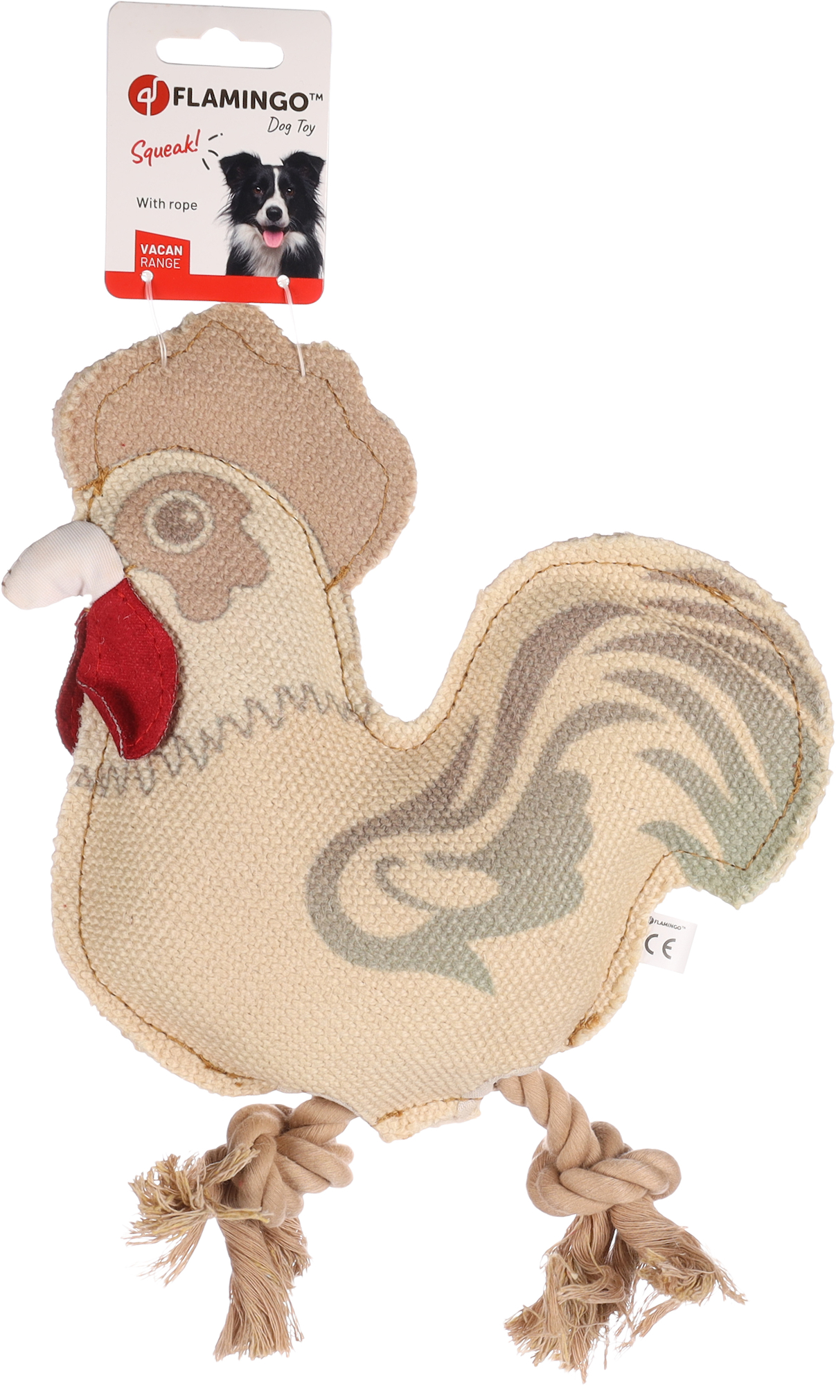 Flamingo Toy Vacan Rooster with rope Beige